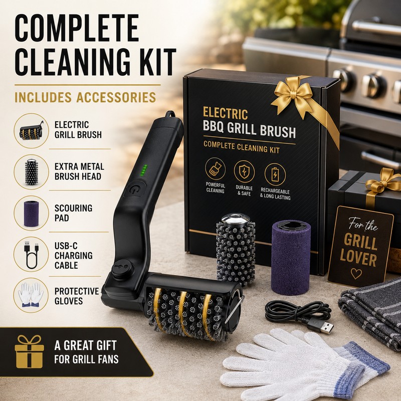 Electric BBQ Grill Brush for Outdoor Cleaning – 3-Speed Rechargeable