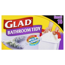 Glad Bathroom Tidy Drawstring Bags, Fits Small 12L Bins, Wild Lavender Scent, 15 Count