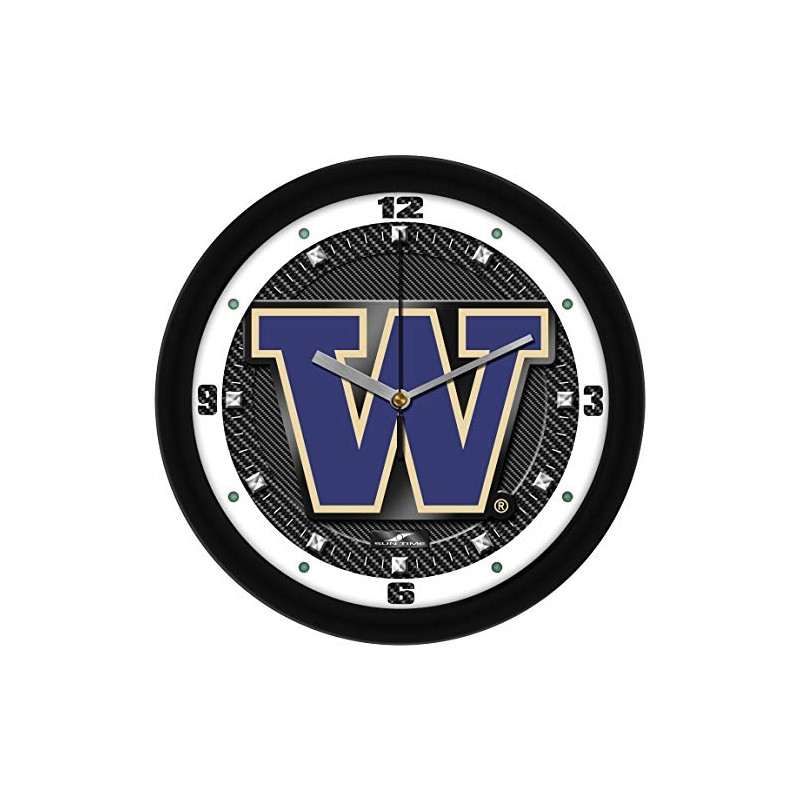 SunTime Washington Huskies Wall Clock, Printed Carbon Fiber Team Art,