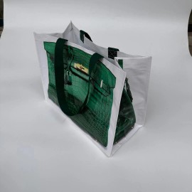 Unbranded Reusable Designer Inspired Grocery Tote with Birken Green Croc MSRP $89 NEW