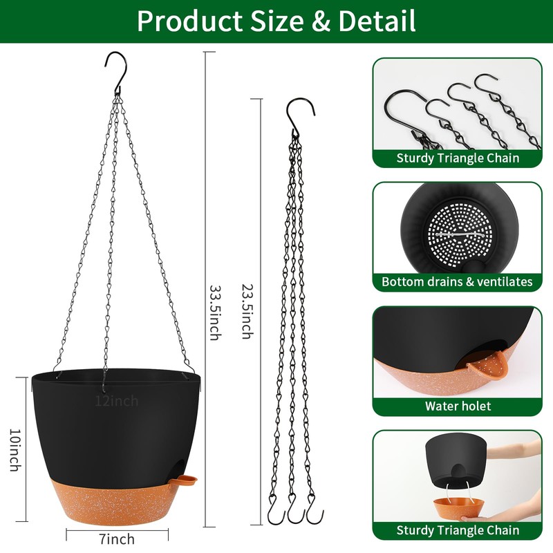 GARDIFE Large Hanging Planter, 12 inch Hanging planters for Indoor.