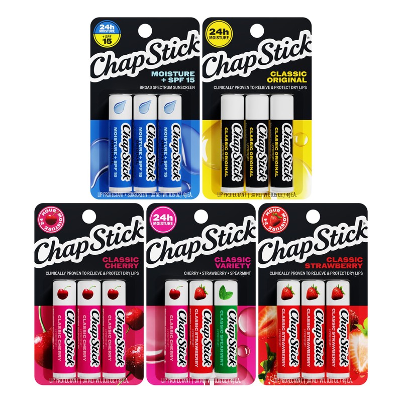ChapStick Classic Collection Lip Balm Pack (5 Triple Packs -
