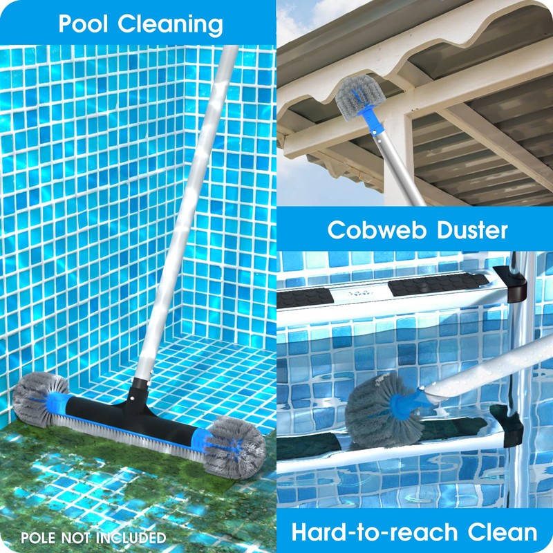 TidyMister 20'' 2 in 1 Pool Brush Head Cobweb Duster