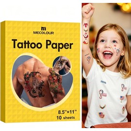 MECOLOUR Papel de tatuaje temporal imprimible de 8.5 pulgadas, 11 pulgadas, 10 hojas para impresora de inyección de tinta