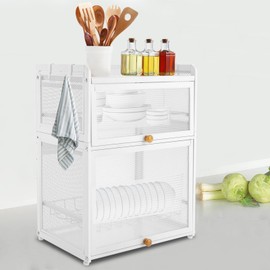 KOLHGNSE Over The Sink Dish Drying Rack 2 Tier Stainless Steel Dish Drainer for Storage Kitchen Counter Organization Storage Space Saver Shelf Utensils Holder Drainer