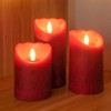 Eldnacele Red Wax Flameless Flickering Candles with 6H Timer, 3D