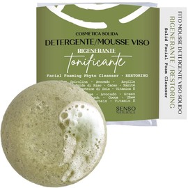 Senso Naturale Regenerating Solid Cleansing Foam with Spirulina, Essential Oils, Delicate Face Make-Up Remover Normal Skin Combination Vegan Concentrated Equivalent to 300 ml Liquid