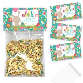 Amanda Creation Easter Bunny Bait Bag Toppers for Party Favor Treat Bags, Set of 20 Bag Toppers With 20 Self-Adhesive Bags Also Included