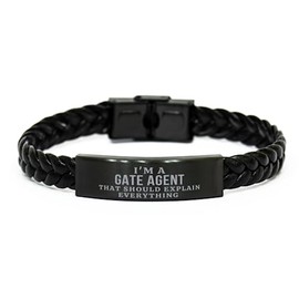 Mugart I'm a Gate Agent That Should Explain Everything Gate Agent Braided Leather Bracelet Gifts, Sarcasm Gate Agent Coworker Birthday Gifts for Friend Gag Gifts for Gate Agent