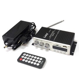 LEPY LP-A7 USB 2 CH Compact Audio Amplifier, USB/SD Card Playable, Remote Control, Bluetooth Compatible, Output 20W + 20W, Hi-Fi Stereo Amplifier, 12 V, 5A Adapter Included
