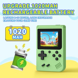 Retro Handheld Games Console Built-in 400 Video Games, Portable Handheld Emulator with 3.0 Inch Screen, Mini Travel Retro Gaming Consle (Green)