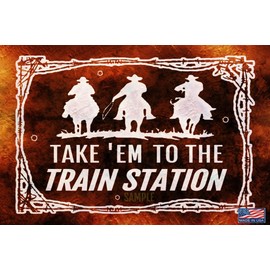 TRAIN STATION! Metal Ranch Sign! 8"x12" All Weather Metal Made In USA! Western Lodge Man Cave Bar Saloon She Shed Barn Decor