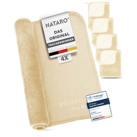 NATARO Pack of 4 Fast Dry It Premium Drying Towels for Shower Cubicle, Car, Household, Camping - The Original - Extra Absorbent Microfibre Cloth, Lint-Free, Scratch-Free Shiny Wipes Cloths 40 x 50 cm