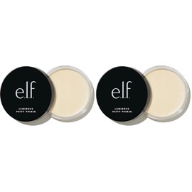 e.l.f. Base de masilla luminosa, perfeccionadora de la piel, ligera, sedosa, de larga duración, hidrata, crea una base suave, ilumina, rellena, infundida con ácido hialurónico y colágeno vegano, 0.74 onzas, (paquete de 2)