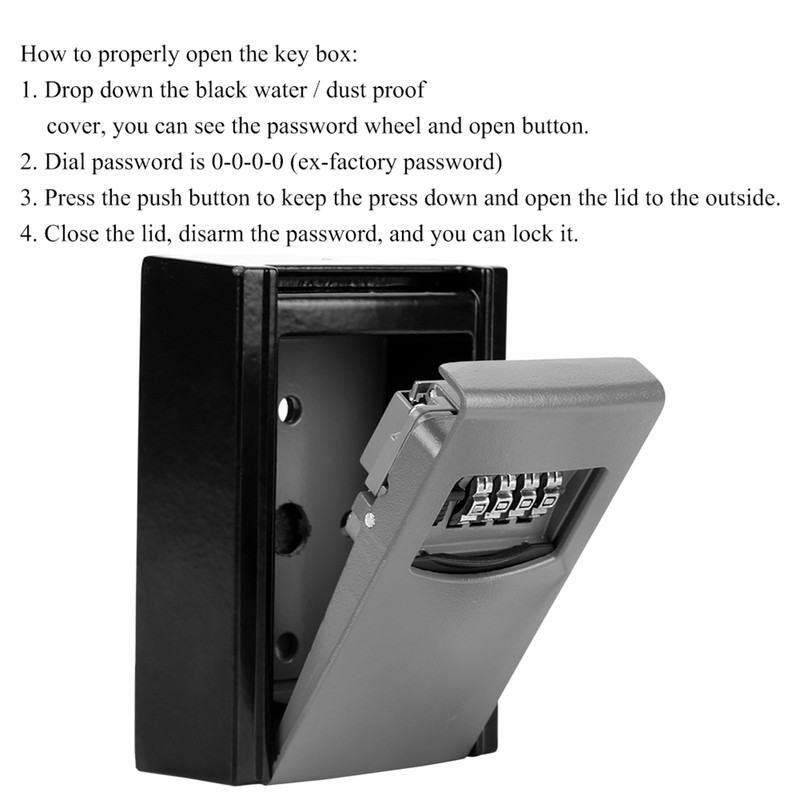 4 Digit Combination Password Key Storage Box Wall Mounted Safety