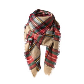 Women's Fall Winter Scarf Classic Tassel Plaid Scarf Warm Soft Chunky Large Blanket Wrap Shawl Scarves Colorful Scarf