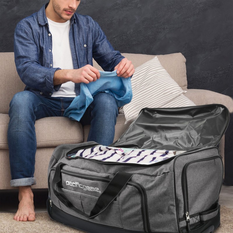Pacific Gear Wheeled Rolling Duffel Bag, Durable Design, Telescoping Handle,