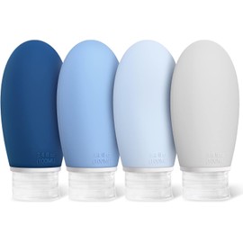 Opret Botellas de Viaje 100 ml Avion, 4 Piezas de Contenedores de Viaje de Silicona, Aprobados por La TSA y A Prueba de Fugas, Accesorios de Viaje para Líquidos, Recargables para Gel y Champú