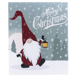 OSW Merry Christmas Gnome Lighted LED Canvas Wall Art, Gnome Holding a Lantern in a Winter Scene Picture with Automatic 6 Hour Timer, 17 x 13.75 Inches, AA Batteries