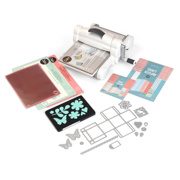 Sizzix Big Shot Plus Starter Kit 660341 Manual Die Cutting & Embossing Machine for Arts & Crafts, Scrapbooking & Cardmaking, 9” Opening