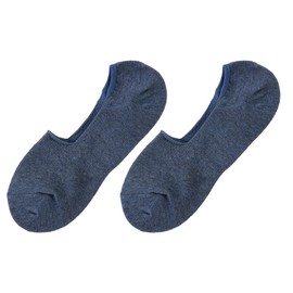 Fukuske Fukuske Men's Foot Cover, Solid Color, Deep Shoe Cover, Set of 2, Socks, 3D Fit, Anti-Slip, Reinforced Toe and Heel, natural blue, 25.0-27.0 cm