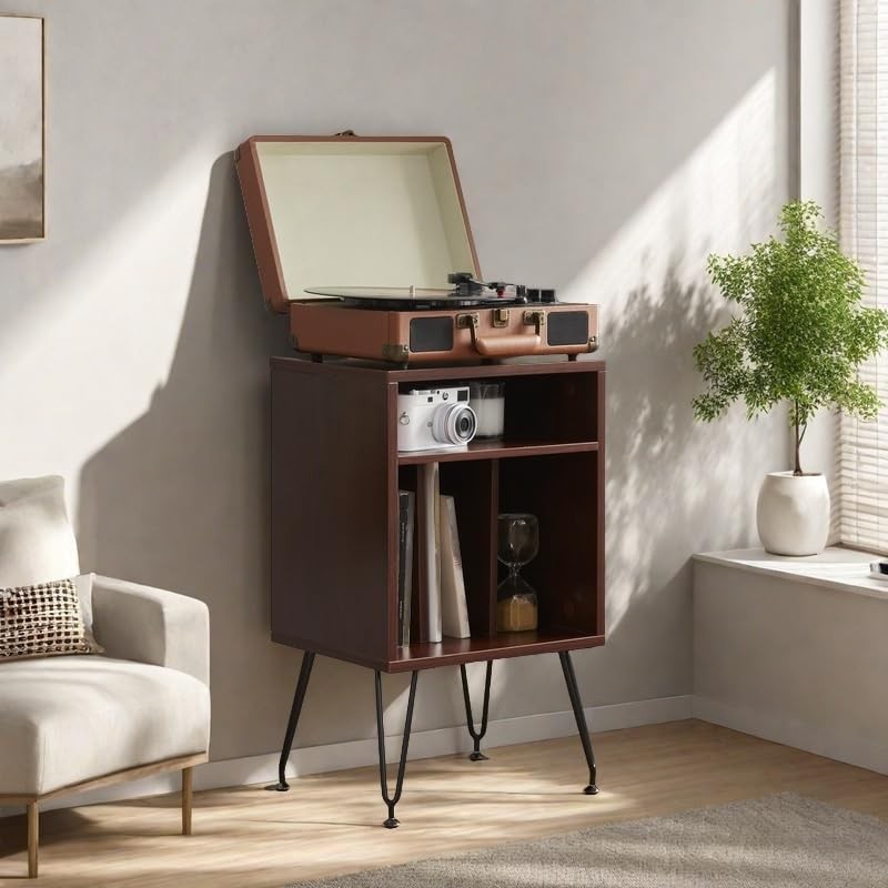 FONTOI Record Player Stand with Storage Space, Turntable Stand Record