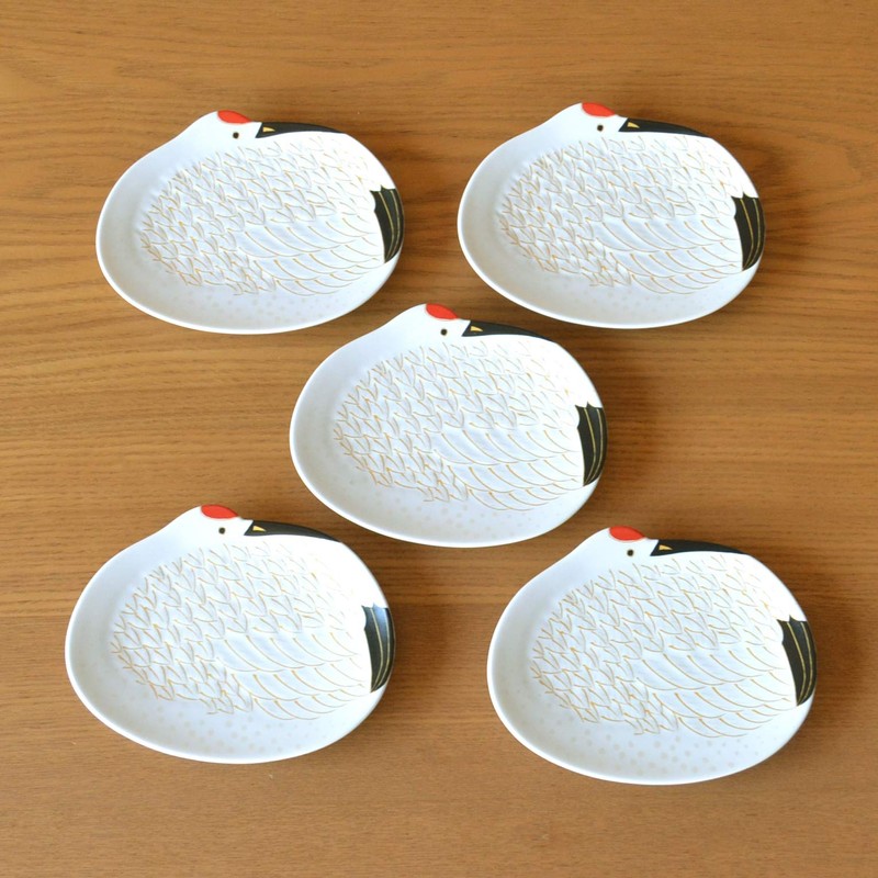 New Year's Tableware, Japanese Dinnerware, Small Plates, Cranes, Lucky, Arita