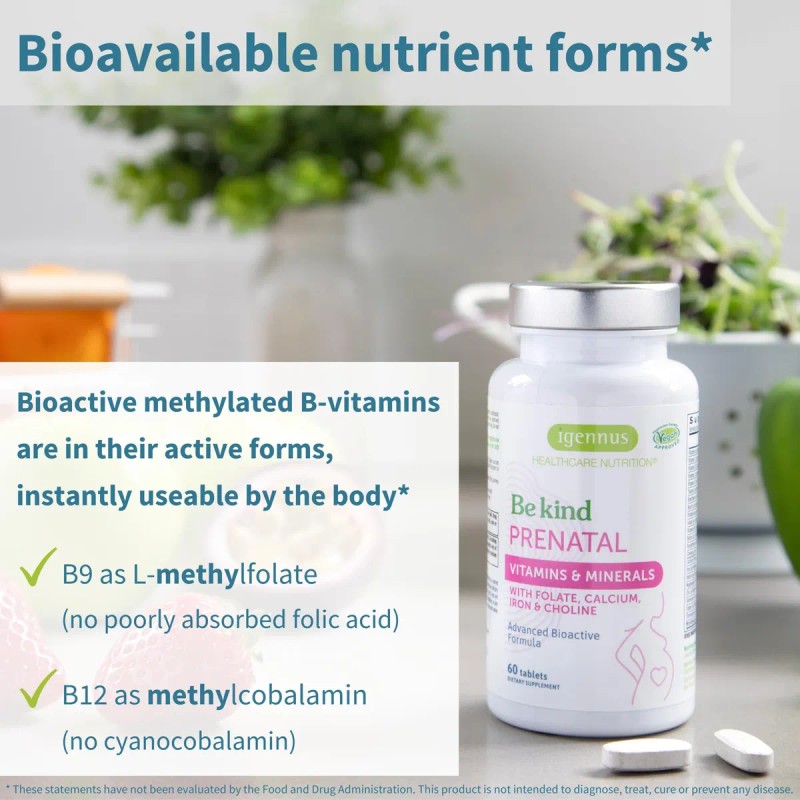 Multivitamínico Prenatal Igennus Metilado Para Mujeres, 60 C