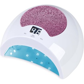 Okasiuv Rechargeable UV LED Nail Lamp with Diamond Design & Touch Control - 3 Timer Settings, Fast Curing for All Gel Polishes, Portable UV Nail Dryer for Professional Salon & Home (Pink)