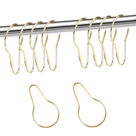 TOP-VIGOR 20Pcs Shower Curtain Rings Hanging Hooks, Metal Decorative Hooks, Hanging Shower Clips, Loop Curtain Hangers for Bedroom Bathroom Kitchen Curtain Rods, Gold