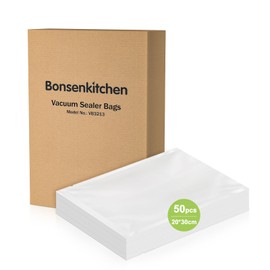 Bonsenkitchen VB3213 Vacuum Sealer Bags, 50 Bags, 20 x 30 cm, Professional Foil Bags for All Vacuum Sealers, Vacuum Bags for Food, Sous Vide Freezer Bags, Welding Bags, BPA-Free