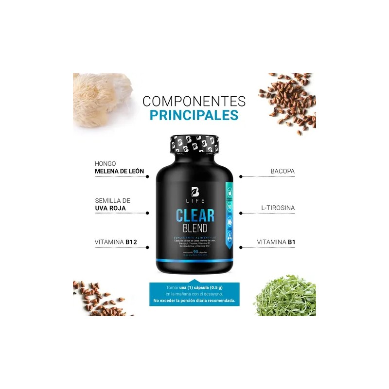 Nootropico De 90 Cáps Concentración Claridad Mental B Life.