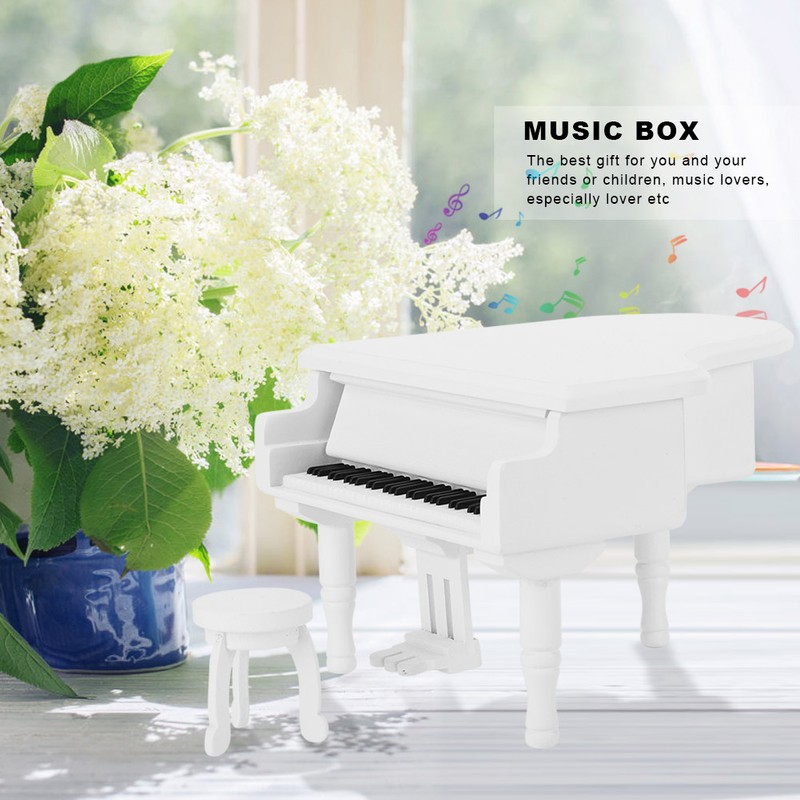 Wood Piano Model Music Box Jewelry Storage Musical Boxes with