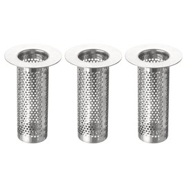 uxcell 3Pcs Bathroom Sink Strainer, Fit for Diameter 0.98"-1.8" Drain Hole, 80mm/3.15" Deep Stainless Steel Sink Strainer for Shower Drain and Floor Drain