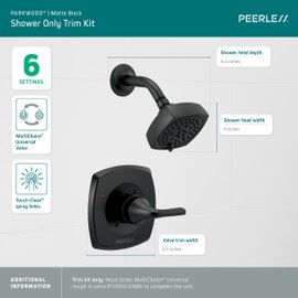 Peerless Parkwood Shower Faucet Set Black, Shower Trim Kit, Shower Fixtures, Bathtub Faucet Set, Shower Handle, Matte Black PTT14235-BL