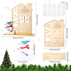 Christmas Countdown Calendar, Tabletop Advent Calendar Sign with Acrylic Number Date Plate Snowman Ornament Xmas Home Decor for Indoor Desk Holiday Gift (Gold)