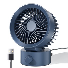 KinYiLO Small USB Desk Fan, Stepless Speed Control Mini Fan for Home Office Dorm Desktop, Ultra Quiet Cooling Fan, Plug In USB Powered, Portable Personal Table Fan for Laptop PC Car, Blue
