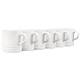 Le Creuset Stoneware Set of 6 London Mugs, 12 oz. Each, White