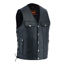 A&H Apparel Mens Genuine Cowhide Leather Vest Biker Vest Concealed Carry Durable Vest (Large)
