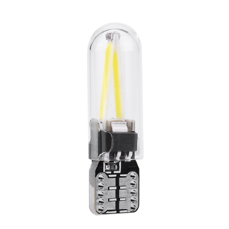 10pcs 12V W5W T10 194 Glass COB Filament LED Car