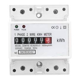 KWh Meter Digital Single Phase Energy Meter Tester 4P LED Din Rail Mount Electricity Power Consumption Wattmeter for Electricity Usage Monitor