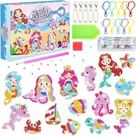 15pcs Manualidades para niñas, Llaveros de Kit Artesanía DIY, kit de pintura de diamantes para niños,Juego de Pintura de Diamantes para Niños, Regalos para Niñas y Niños de Cumpleaños (3-12 años) (llavero)