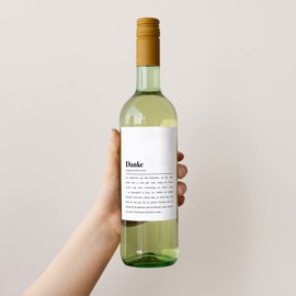 Flaschenetikett »Danke« Definition: Selbstklebender Aufkleber für Weinflaschen