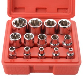 Socket Set E Shape Torx Socket Set 14 Pcs Star Flower Shape 1/4" 3/8" 1/2" Car Repair Tool E4 E5 E6 E7 E8 E10 E11 E12 E14 E16 E18 E20 E22 E24