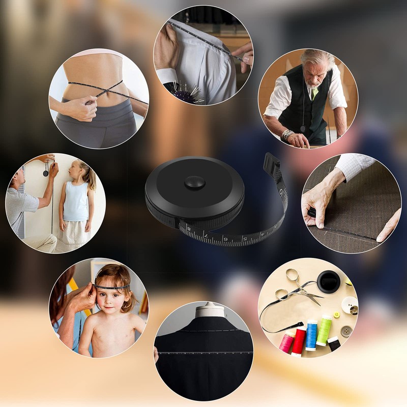 Body Measuring Tape, Retractable Sewing Tailor Tape, 150cm Black Dual