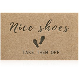 MWAZZLL Welcome Mat Outdoor Indoor Nice Shoes Take Them Off Doormat Easy to Clean Large Front Door Mats 36"x24" for Entrance,Patio,High Traffic Areas Brown