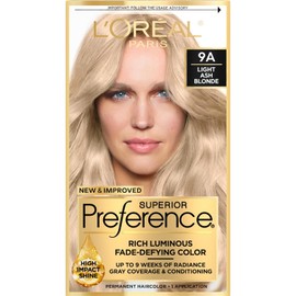 LOral Paris Superior Preference Fade-Defying  Shine Permanent Hair Color, 9A Light Ash Blonde (1 Kit) Hair Dye                                        