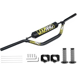 Universal 1 1/8" 28mm Dirt Bike Handlebars 6063 Aluminum,Upgraded Pit Bike Handlebar With Foam Pad & Anti-Slip Handlebar Grips & Riser Mount Clamp For Motocross Pit Dirt Bike ATV Quad (Style C-Black)