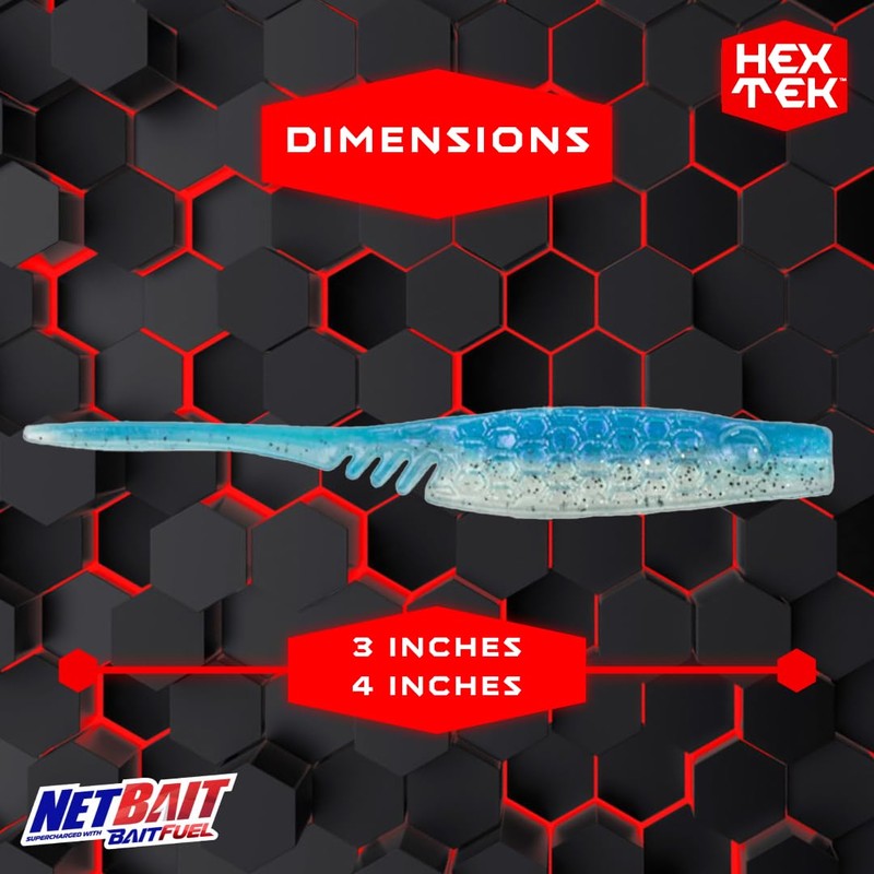 NetBait HexTek Supercharged with BAITFUEL 3'' EKO Shad - Prism