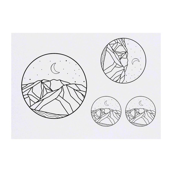 Azeeda 4 x 'Berglandschaft' Temporäre Tattoos - Wasserfest, Hautfreundlich &